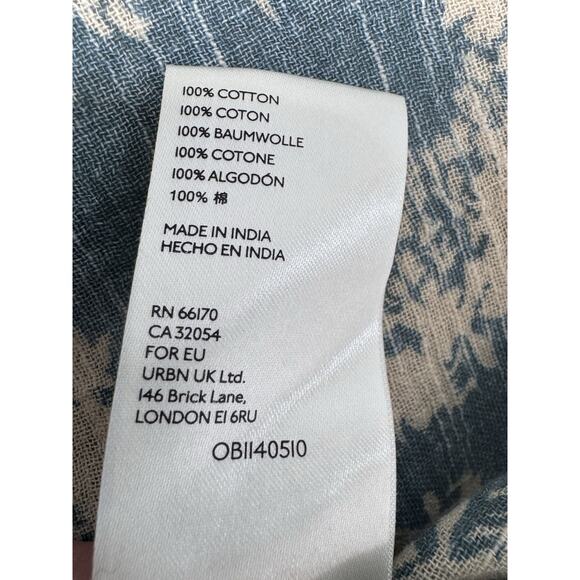 Free People Blue Cream Floral Smocked Puff Sleeve Midi Dress Women’s Medium Boho - Picture 13 of 13